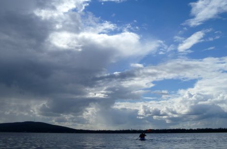 can see the sky turn at one side of the lake...beautiful! 