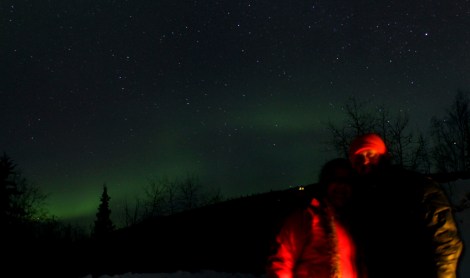 We accidentally triggered the cars rear lights while taking this picture, an interesting effect! 